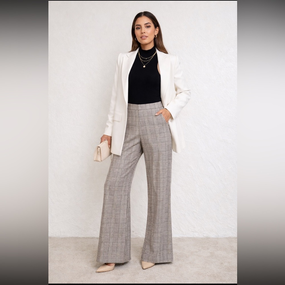 Goodtime USA Plaid Wide-Leg Trousers in Brown and Black